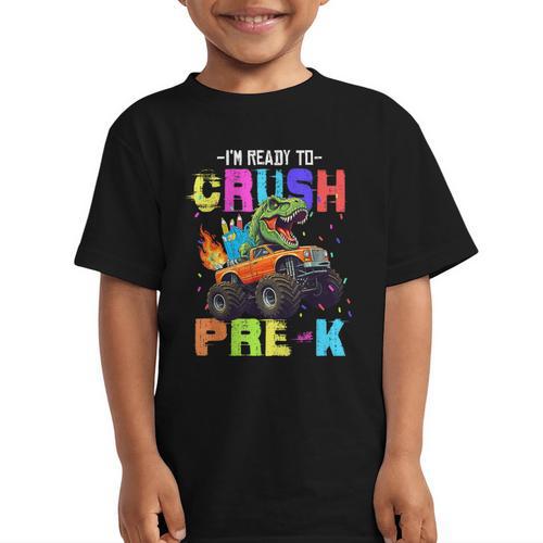 I'm Ready To Crush Pre-k Dinosaur Truck Back To School Boys Graphic Kid T-Shirt - Savourry