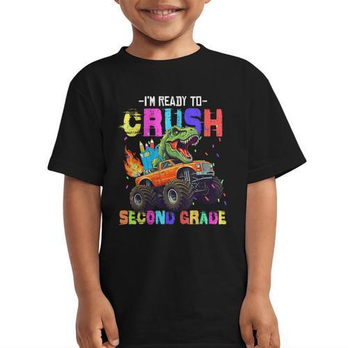 I'm Ready To Crush Second Grade Dinosaur Dino Back To School Graphic Kid T-Shirt - Savourry