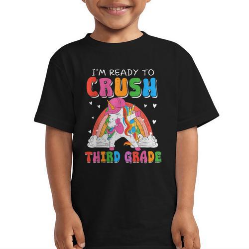 I'm Ready To Crush Third Grade Unicorn Back To School Girls Graphic Kid T-Shirt - Savourry