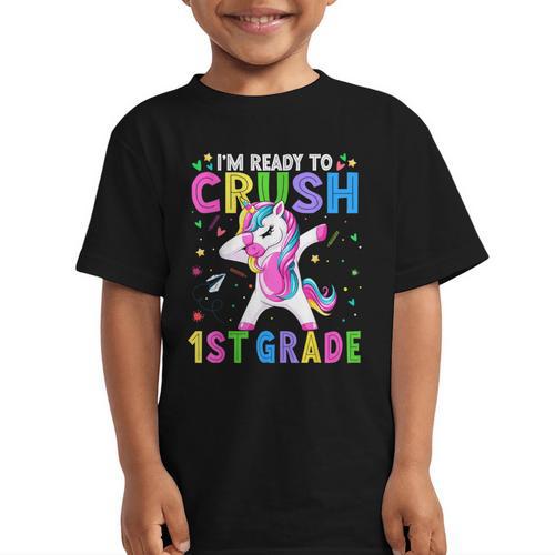 I'm Ready For First Grade Back To School 1st Grade Girls Graphic Kid T-Shirt - Savourry