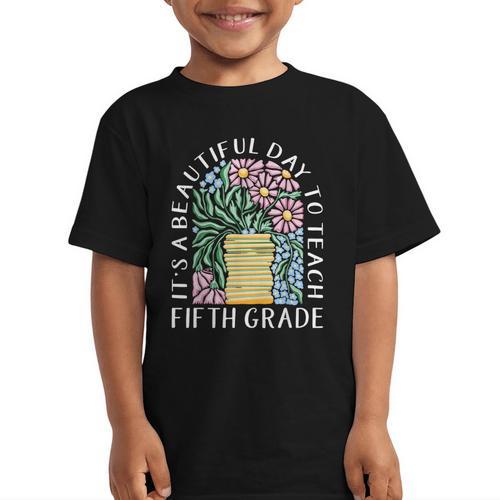 It's A Beautiful Day To Teach Fifth Grade Back To School Graphic Kid T-Shirt - Savourry