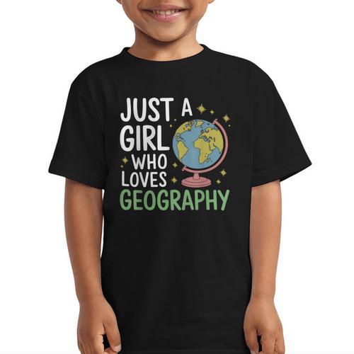 Just a Girl Who Loves Geography Back To School Kids Girls Graphic Kid T-Shirt - Savourry