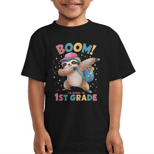Kids Boom I'm Going To 1st Grade Dabbing Sloth For Back To School Graphic Kid T-Shirt - Savourry