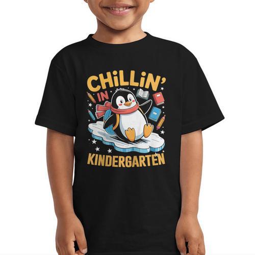 Kids Chillin In Kindergarten Penguin Student Back To School Boys Graphic Kid T-Shirt - Savourry