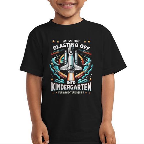 Kindergarten Back To School Rocket Blast Off Graphic Kid T-Shirt - Savourry