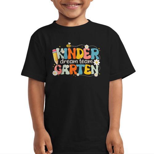 Kindergarten Dream Team Groovy Retro Children Back To School Graphic Kid T-Shirt - Savourry