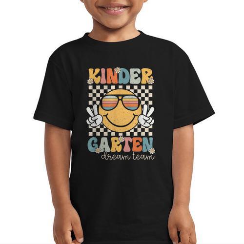 KinderGarten Dream Team Smile Retro Back To School Kinder Graphic Kid T-Shirt - Savourry