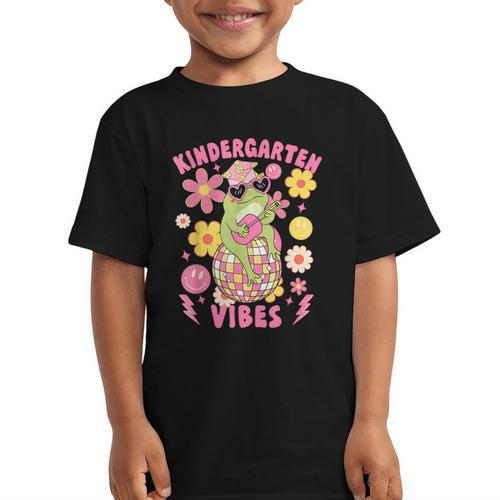 Kindergarten Vibes Groovy Kindergarten Back To School Frog Graphic Kid T-Shirt - Savourry