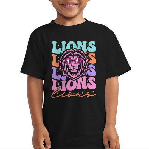 Lion Mascot Back To School Spirit Sports Men Women Groovy Graphic Kid T-Shirt - Savourry