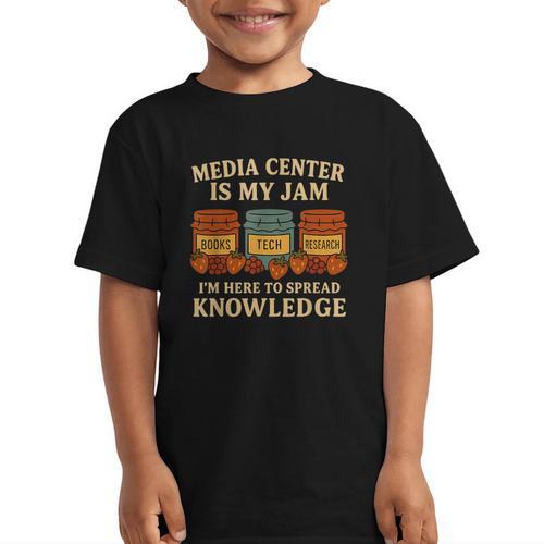 Media Center Is My Jam Library Reading Back To School Graphic Kid T-Shirt - Savourry