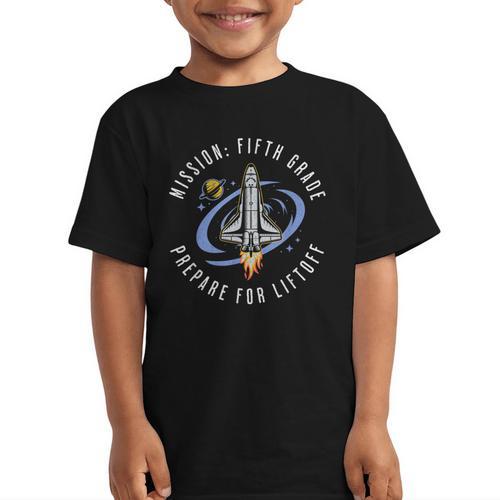 Mission Fifth Grade Space Rocket Back To School VI Graphic Kid T-Shirt - Savourry