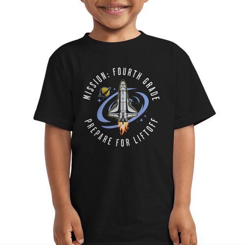 Mission Fourth Grade Space Rocket Back To School VI Graphic Kid T-Shirt - Savourry