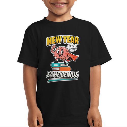 New Year Same Genius Confident Back To School Vibe Graphic Kid T-Shirt - Savourry