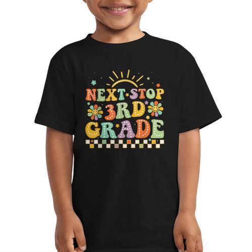 Next Stop 3rd Grade Groovy Retro Third Grade Back To School Graphic Kid T-Shirt - Savourry