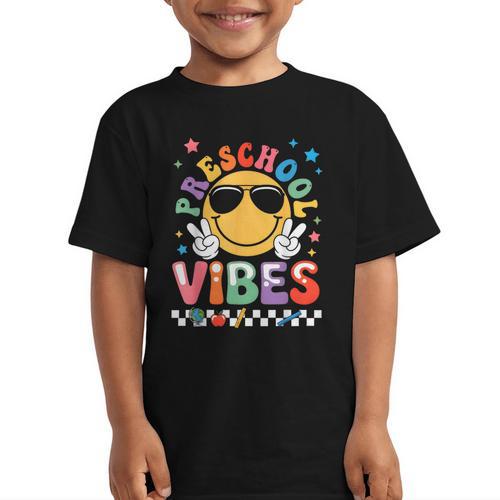 Preschool Vibes Groovy Back To School Girls Kids Graphic Kid T-Shirt - Savourry