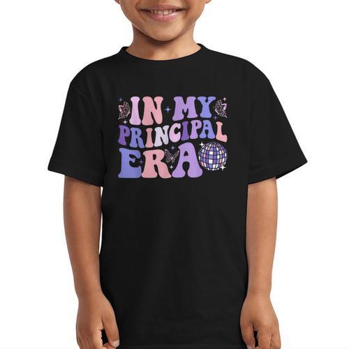 In My Principal Era Groovy School Principal Back To School Graphic Kid T-Shirt - Savourry
