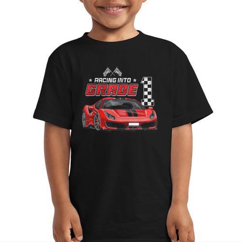 Racing Into 1st Grade Race Car Back To School Boys Graphic Kid T-Shirt - Savourry