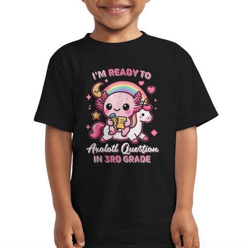 Ready To 3rd Grade Axolotl Questions Back To School Girls Graphic Kid T-Shirt - Savourry