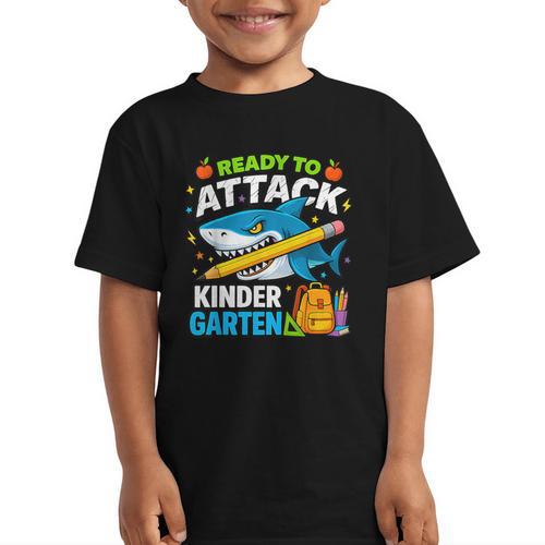 Ready To Attack Kindergarten Shark Back To School Kids Graphic Kid T-Shirt - Savourry