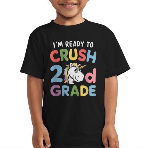Im Ready To Crush 2nd Grade Boy Unicorn Back To School Graphic Kid T-Shirt - Savourry