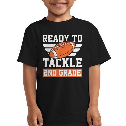 Ready To Tackle 2nd Grade Back To School Kids Football Graphic Kid T-Shirt - Savourry
