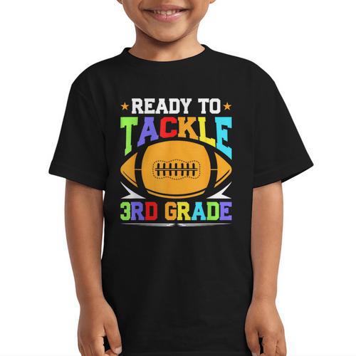 Ready To Tackle 3rd Grade Back To School Kids Football Graphic Kid T-Shirt - Savourry