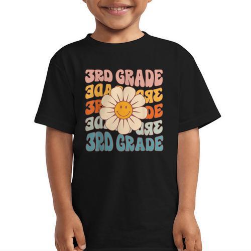 Retro 3rd Grade Daisy Colorful Back To School Third Grade Graphic Kid T-Shirt - Savourry