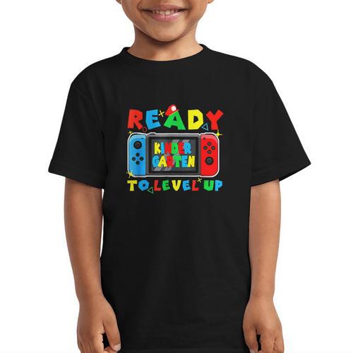 Retro Back To School Kindergarten Ready To Level Up Gamer Graphic Kid T-Shirt - Savourry