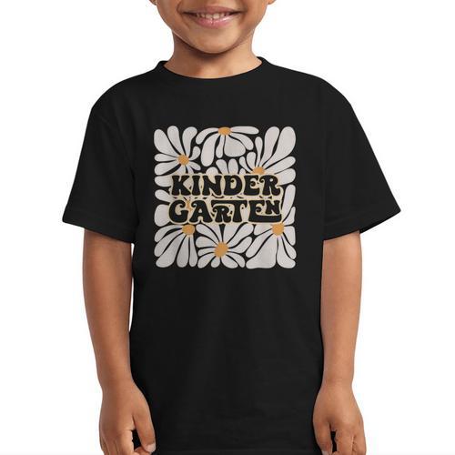 Retro Flower Power Squared Kindergarten Back To School Graphic Kid T-Shirt - Savourry