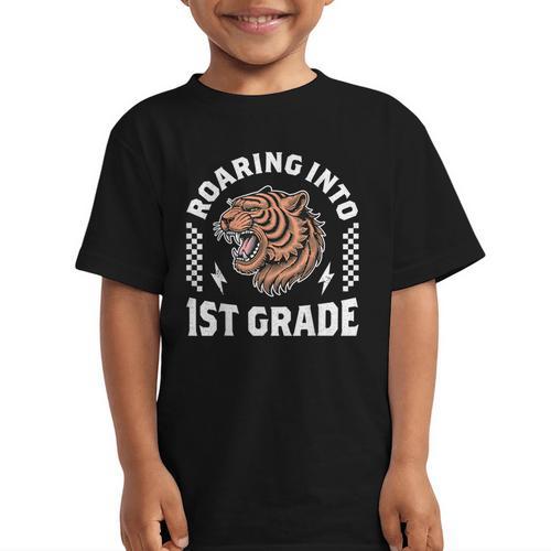 Roaring Into 1st Grade Roaring Tiger Back To School Boy Girl Graphic Kid T-Shirt - Savourry