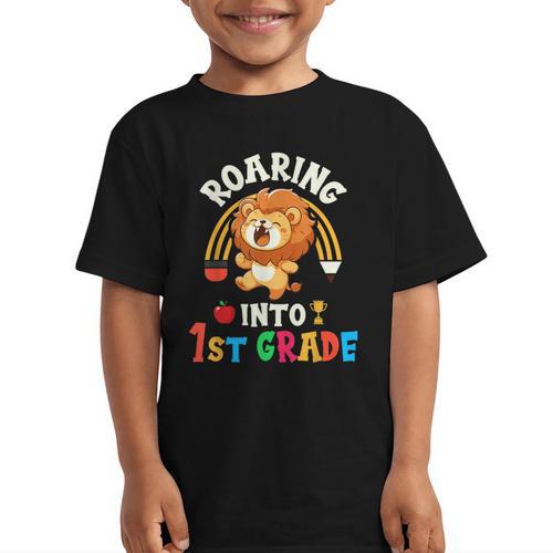 Roaring Into First Grade Lion 1st Grade Back To School Graphic Kid T-Shirt - Savourry