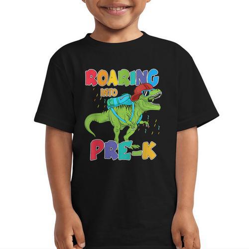 Roaring Into Pre-K Preschool Dinosaur Back To School Graphic Kid T-Shirt - Savourry