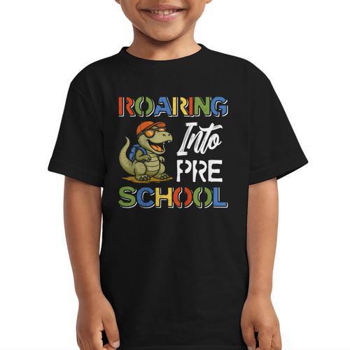 Roaring Into Preschool First Day Back To School Students Graphic Kid T-Shirt - Savourry