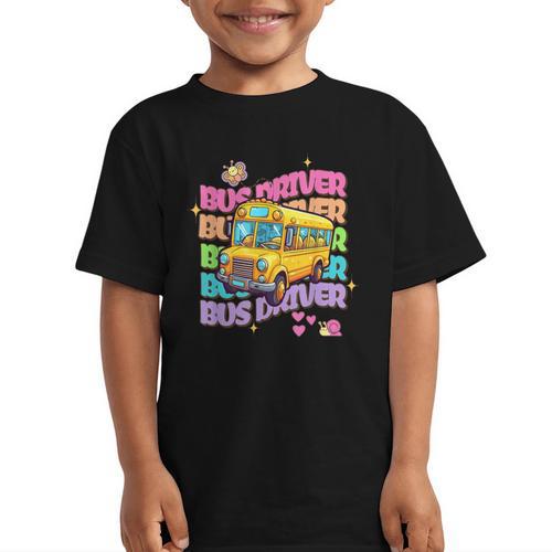School Bus Driver Groovy Retro Back To School Graphic Kid T-Shirt - Savourry