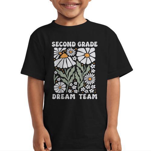 Second Grade Dream Team Back To School Boho Flower 2nd Grade Graphic Kid T-Shirt - Savourry
