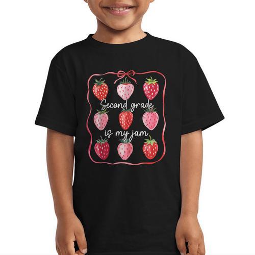 Second Grade Is My Jam Strawberry 2nd Grade Back To School Graphic Kid T-Shirt - Savourry