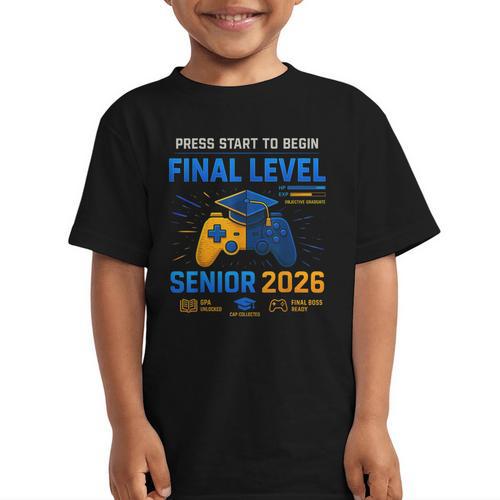 Senior Class Of 2026 Back To School Gamer Senior 2026 Graphic Kid T-Shirt - Savourry