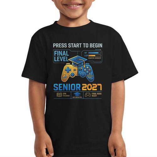 Senior Class Of 2027 Back To School Gamer Boys Senior 2027 Graphic Kid T-Shirt - Savourry