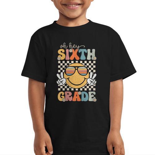 Sixth Grade Oh Hey Smile Retro Back To School 6th Grade Graphic Kid T-Shirt - Savourry
