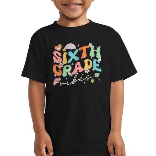 Sixth Grade Vibes 6th Grade Team Groovy Back To School Graphic Kid T-Shirt - Savourry