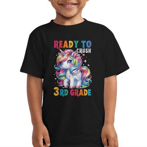 Student Unicorn Ready Back To School Crush 3rd Grade Girls Graphic Kid T-Shirt - Savourry