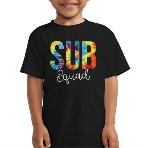 Sub Squad For Work Tie Dye Back To School Appreciation Day Graphic Kid T-Shirt - Savourry