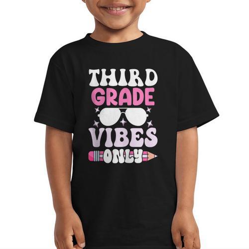 Third Grade 3rd Vibes Only Back To School Student Girl Graphic Kid T-Shirt - Savourry