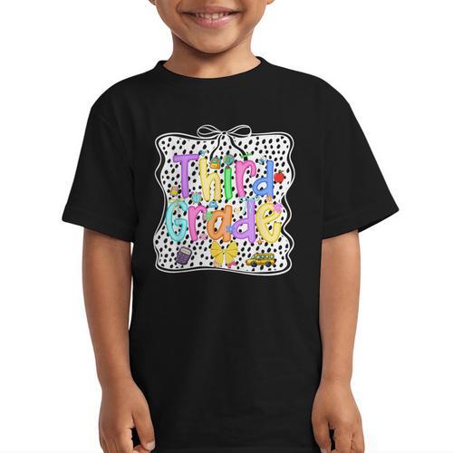 Third Grade Dalmatian Dots 3rd Grade Back To School Girls Graphic Kid T-Shirt - Savourry