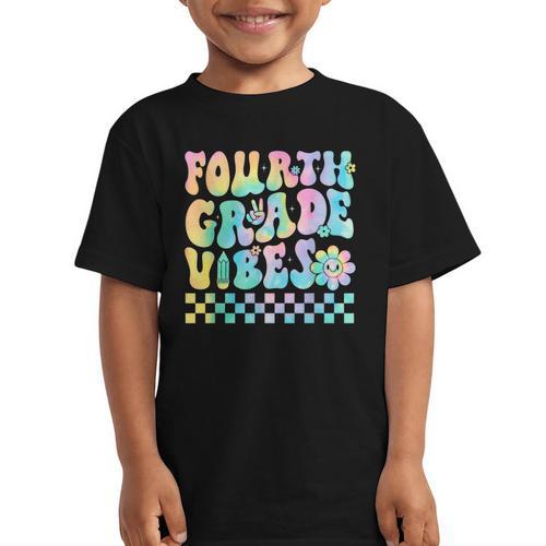 Tie Dye 4th Grade Vibes Fourth Grade Retro Back To School Graphic Kid T-Shirt - Savourry
