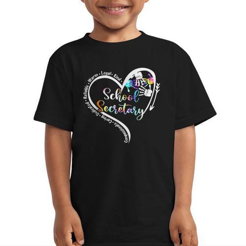 Tie Dye Heart School Secretary Life Tee Cute Back To School Graphic Kid T-Shirt - Savourry