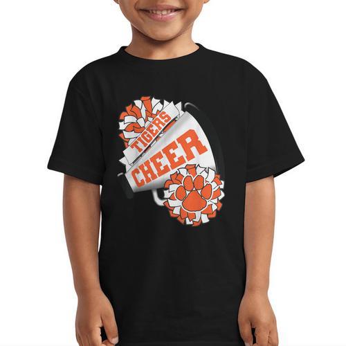 Tigers Cheerleading Back To School Cheer Team Spirit Orange Graphic Kid T-Shirt - Savourry