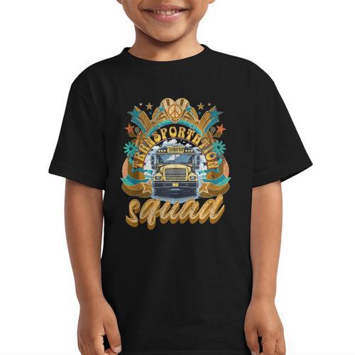 Transportation Squad Retro Bus Aide Back To School Matching Graphic Kid T-Shirt - Savourry