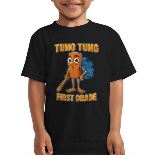 Tung Tung Sahur First Grade Italian Brainrot Back To School Graphic Kid T-Shirt - Savourry