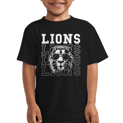 Vintage Lions School Spirit Fan Team Back To School Graphic Kid T-Shirt - Savourry